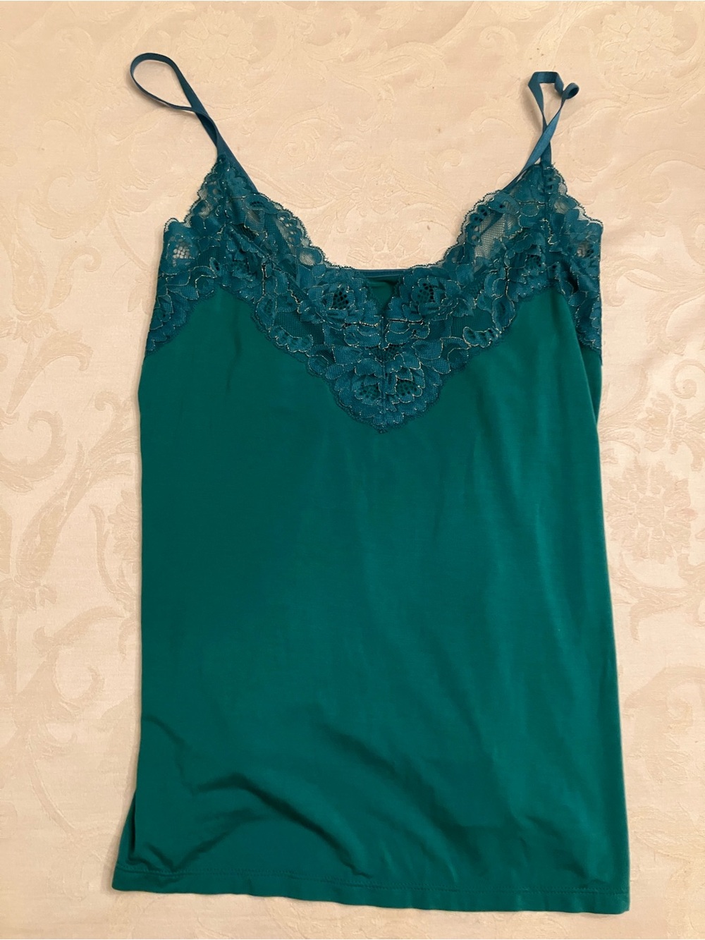 Pavone Teal Lace Trim Camisole